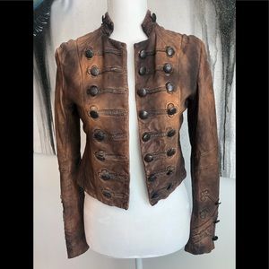 All Saints Aged Leather Short Jacket.